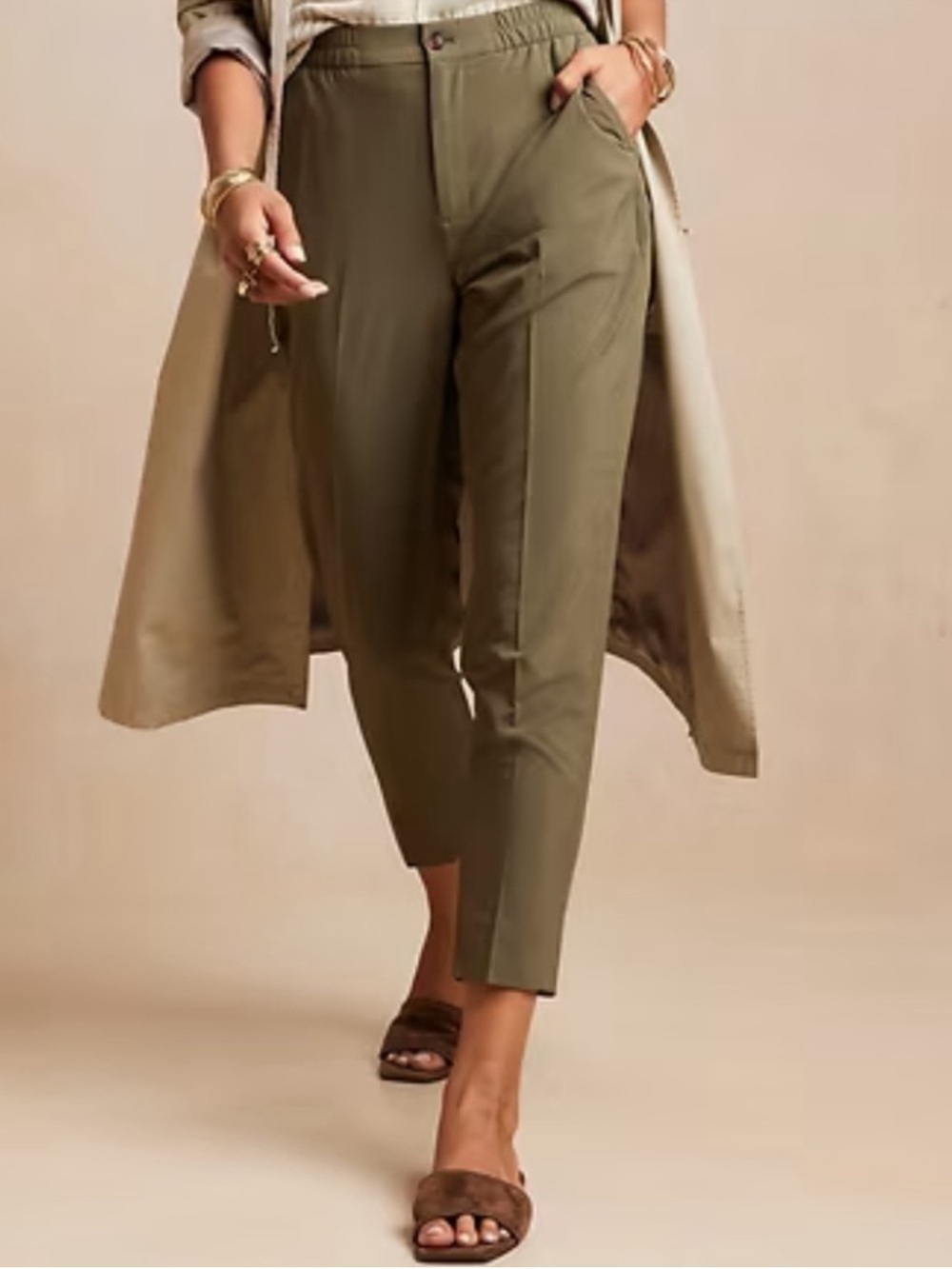 Banana Republic Olive Cropped Stretch Pants